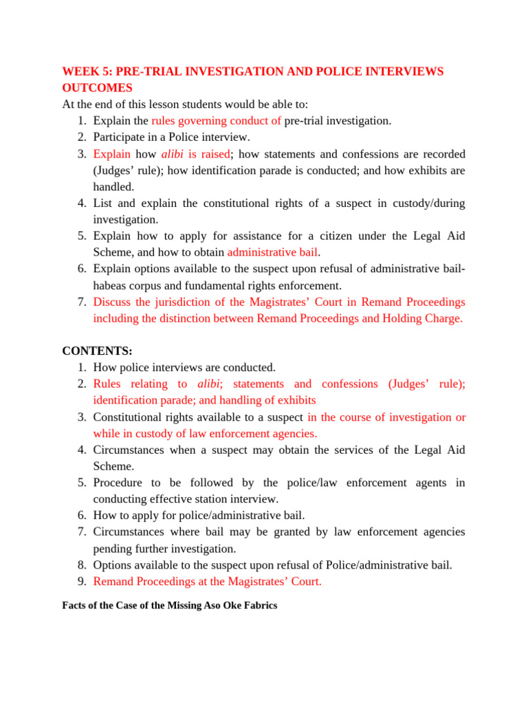Pre-Trial Investigation and Police Interviews | PDF | Bail | Police