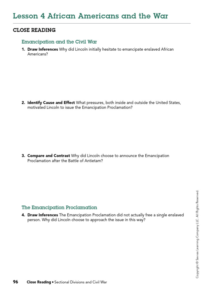 7-4 Afr Amer Civil War Guided Reading | PDF