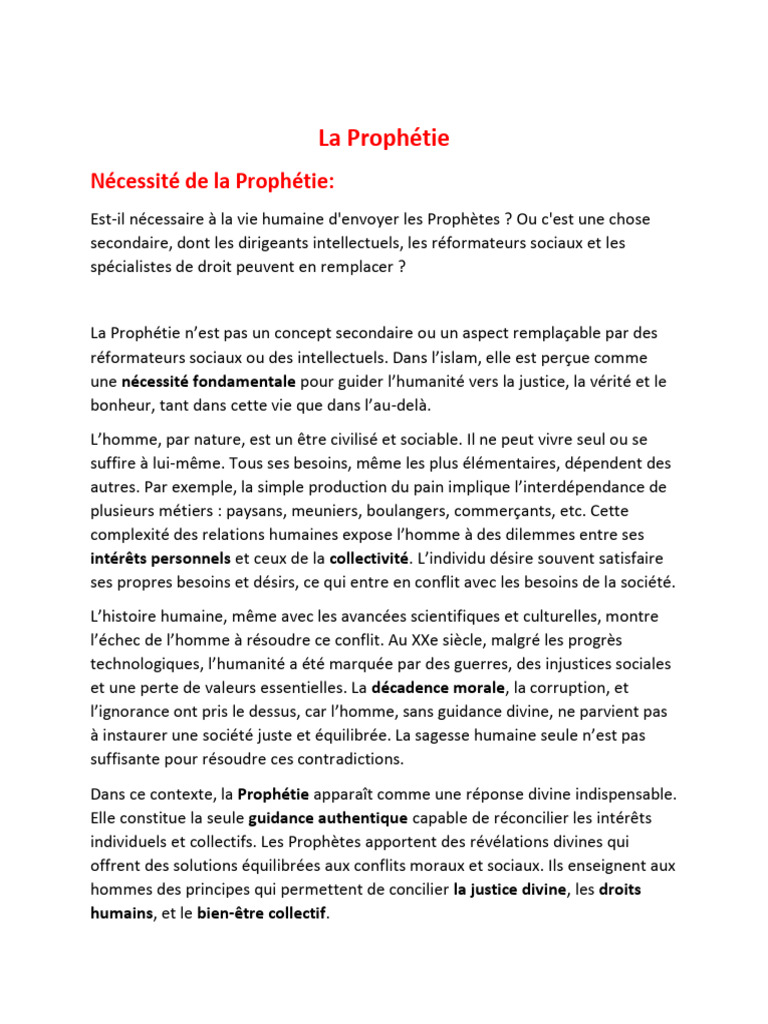 Importance de la Prophétie dans l'Islam | PDF | Dieu | Mahomet