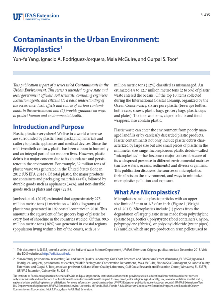 Microplastics: Urban Environmental Impact | PDF | Plastic | Pollution