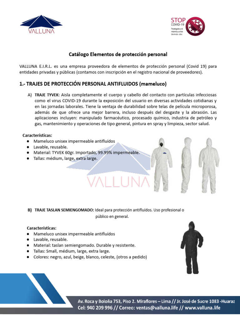 Catálogo de Elementos de Protección Personal | PDF