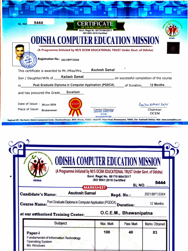 PG Diploma in Computer Application Certificate | PDF | Software | Computing