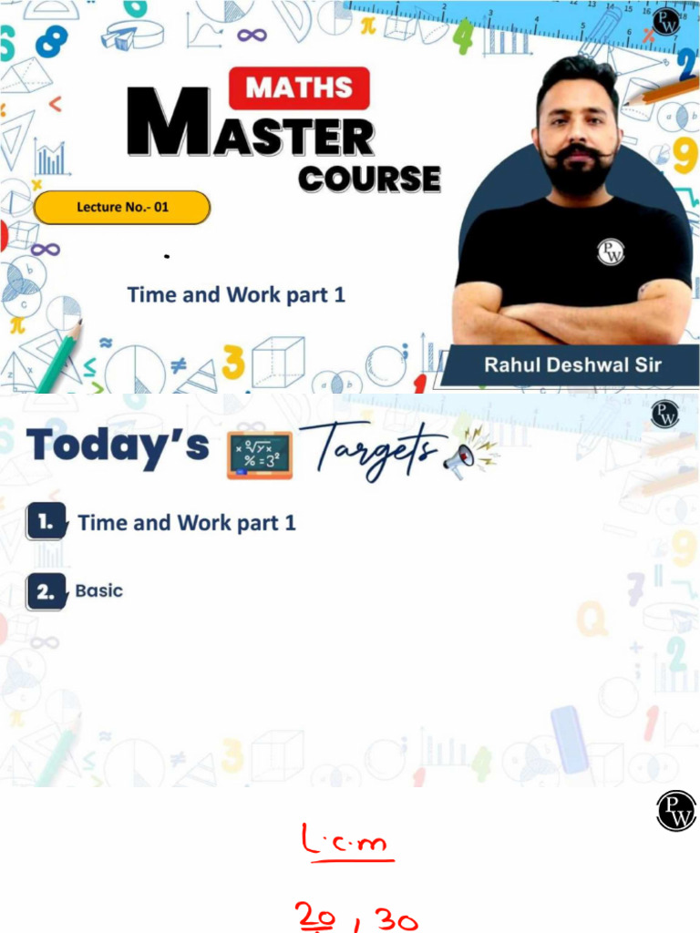 Time and Work 01 - Class Notes - Maths Master Course | PDF