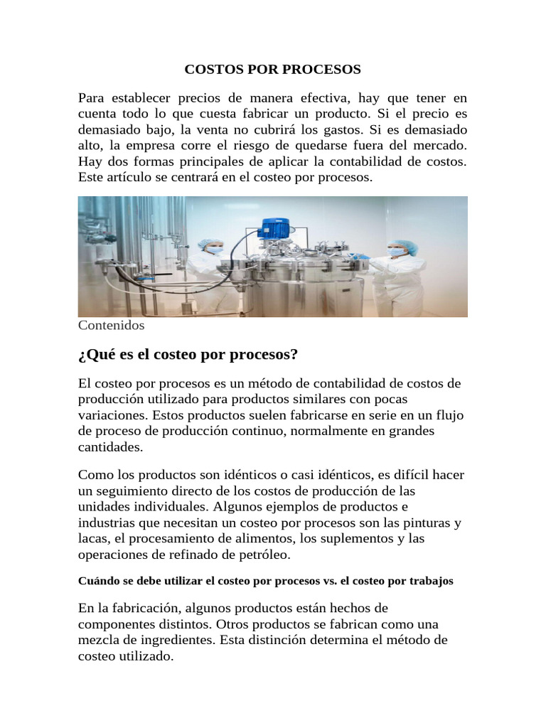 Costeo por Procesos: Guía Completa | PDF | Costo | Datos