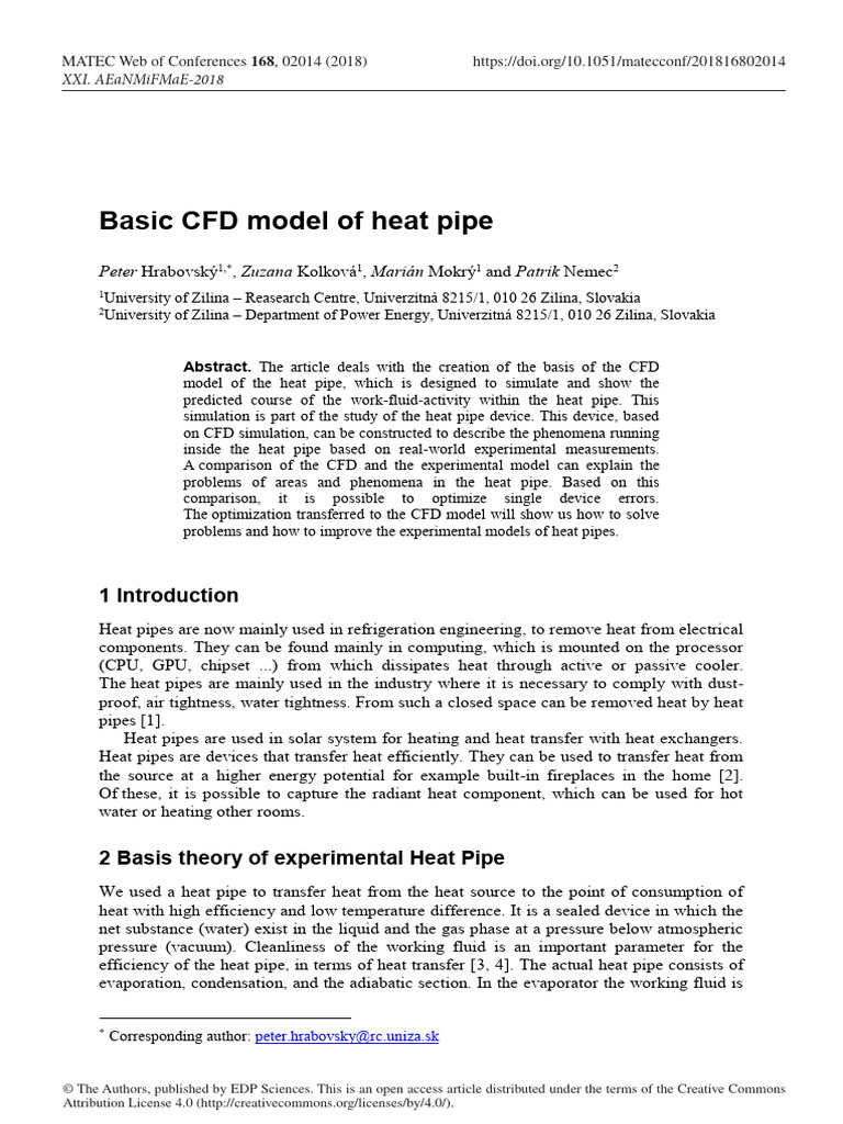 CFD Modeling of Heat Pipe Efficiency | PDF | Heat | Heat Transfer
