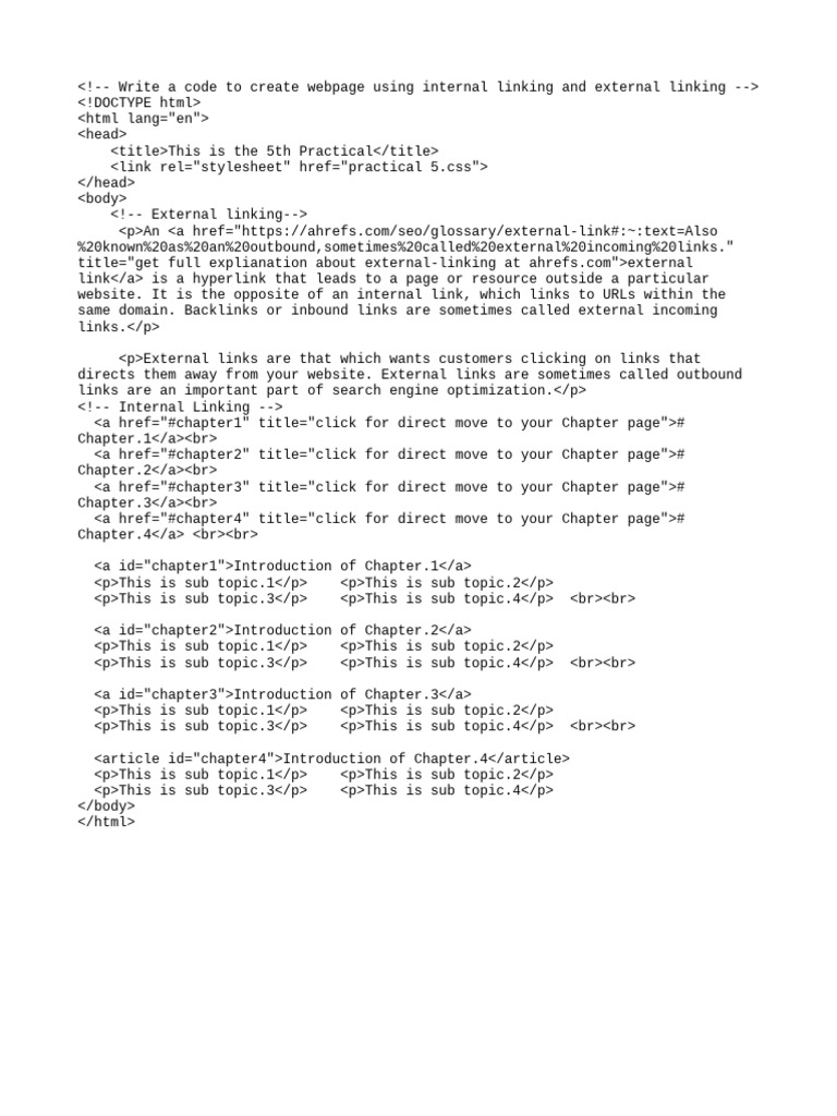 Internal and External Linking Guide | PDF