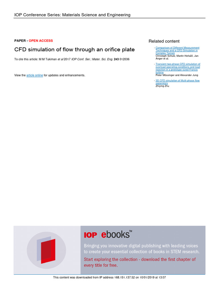 CFD Simulation of Flow Through An Orific | PDF | Fluid Dynamics ...