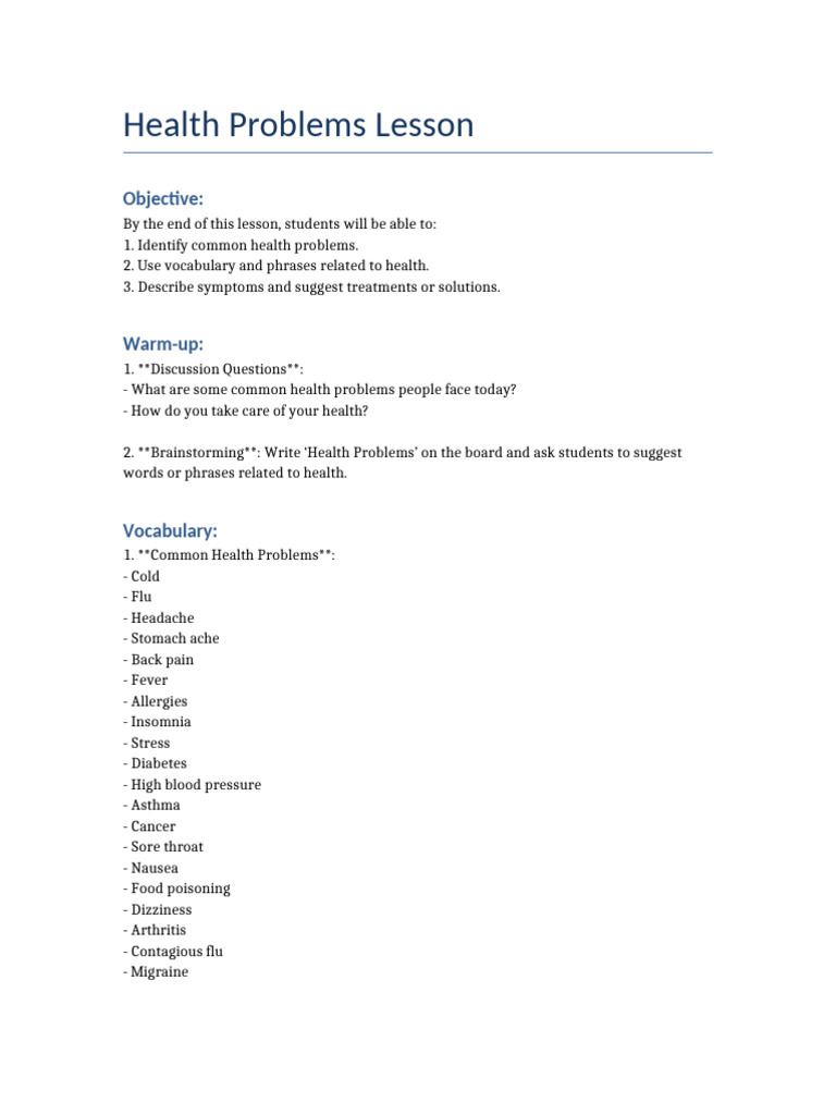 Common Health Problems and Solutions | PDF