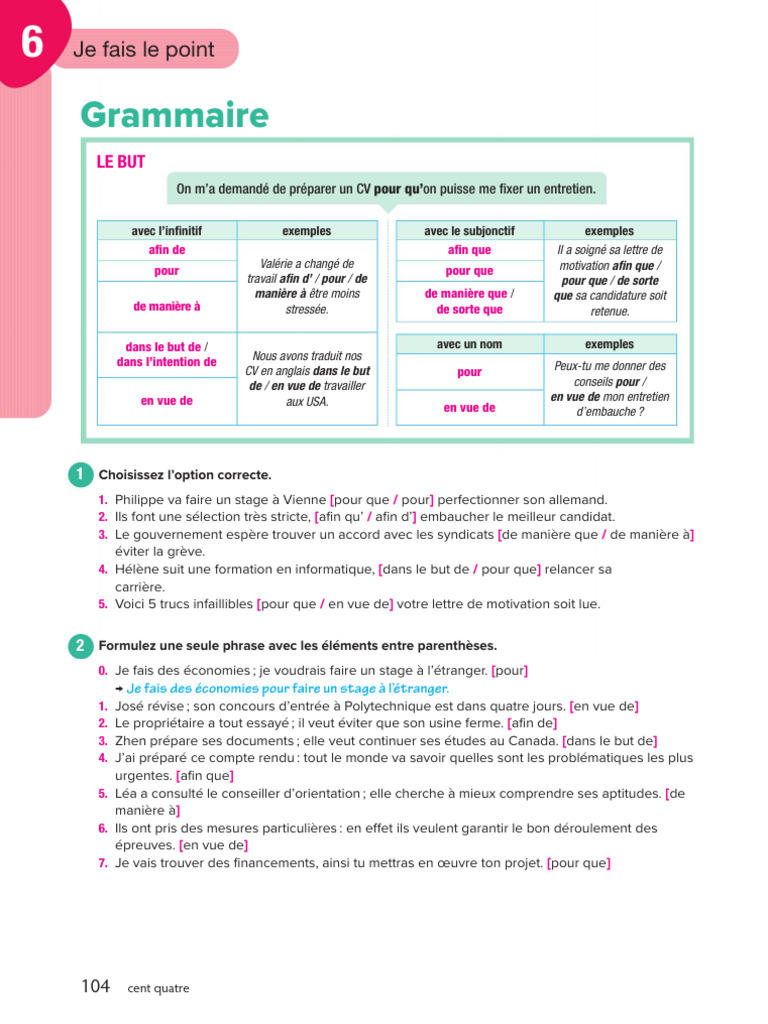 Grammaire : Infinitif et Prépositions | PDF | Linguistique