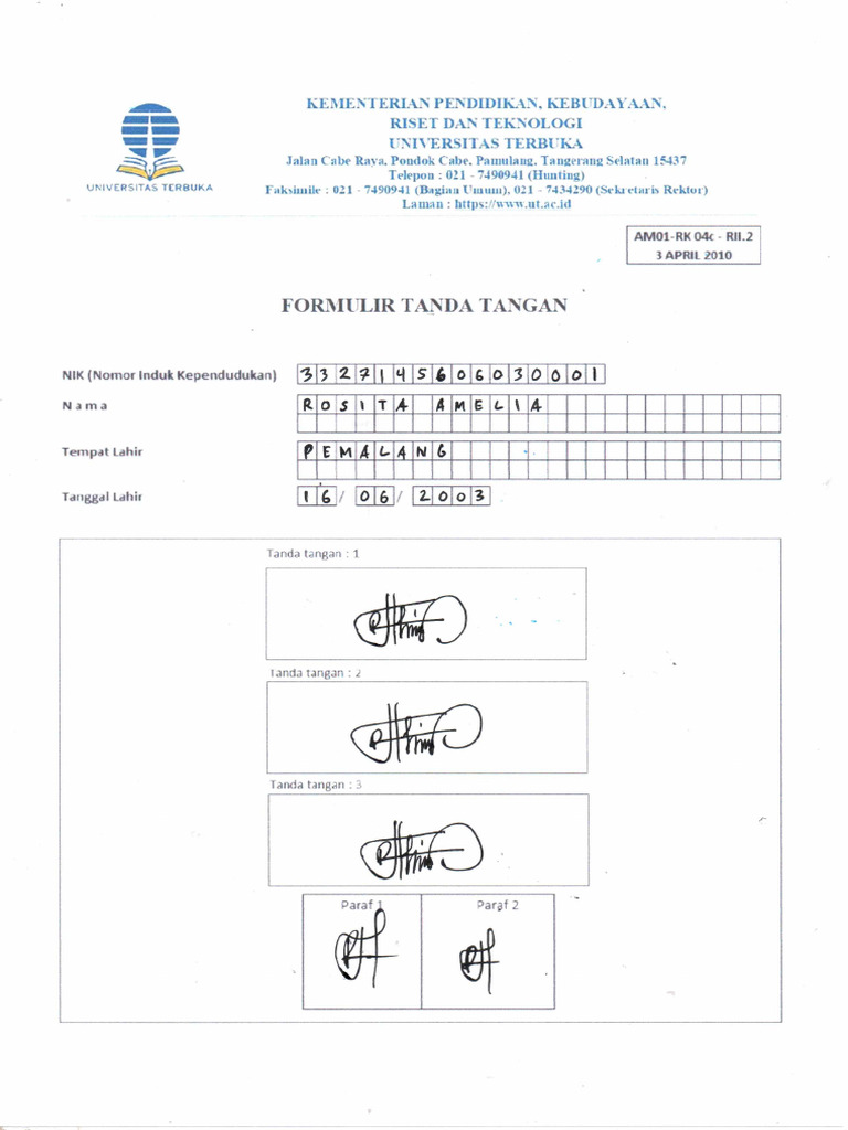 Formulir TTD | PDF