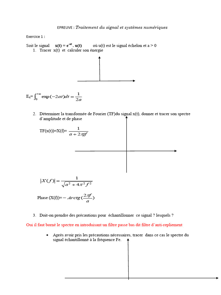 Traitement du signal : Transformée de Fourier | PDF