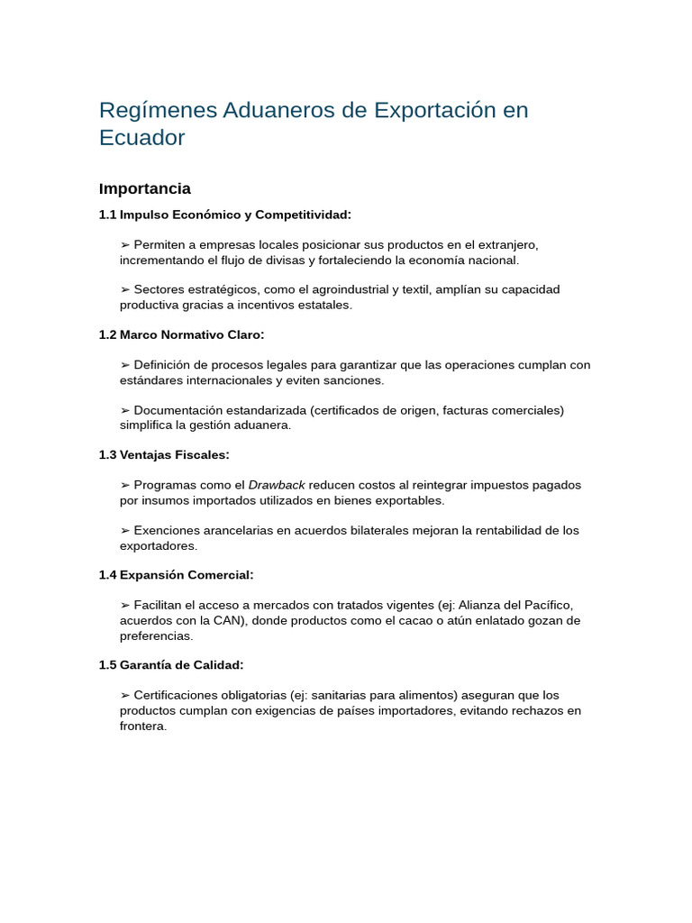 Regímenes Aduaneros de Exportación en Ecuador | PDF | aduana | Arancel
