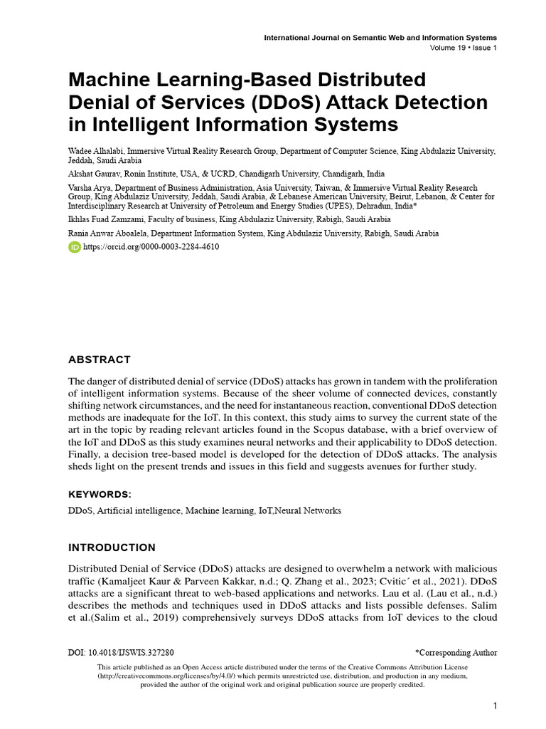 Machine Learning Based Distributed Denial of Servi | PDF | Internet Of ...