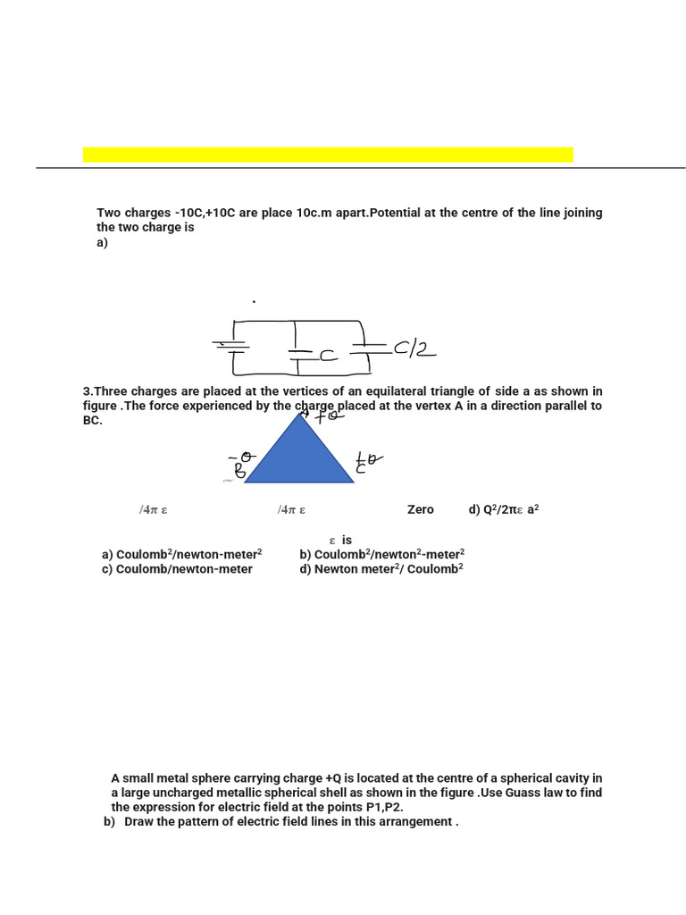 Periodic Test Class 12 TH Physics | PDF | Capacitor | Capacitance