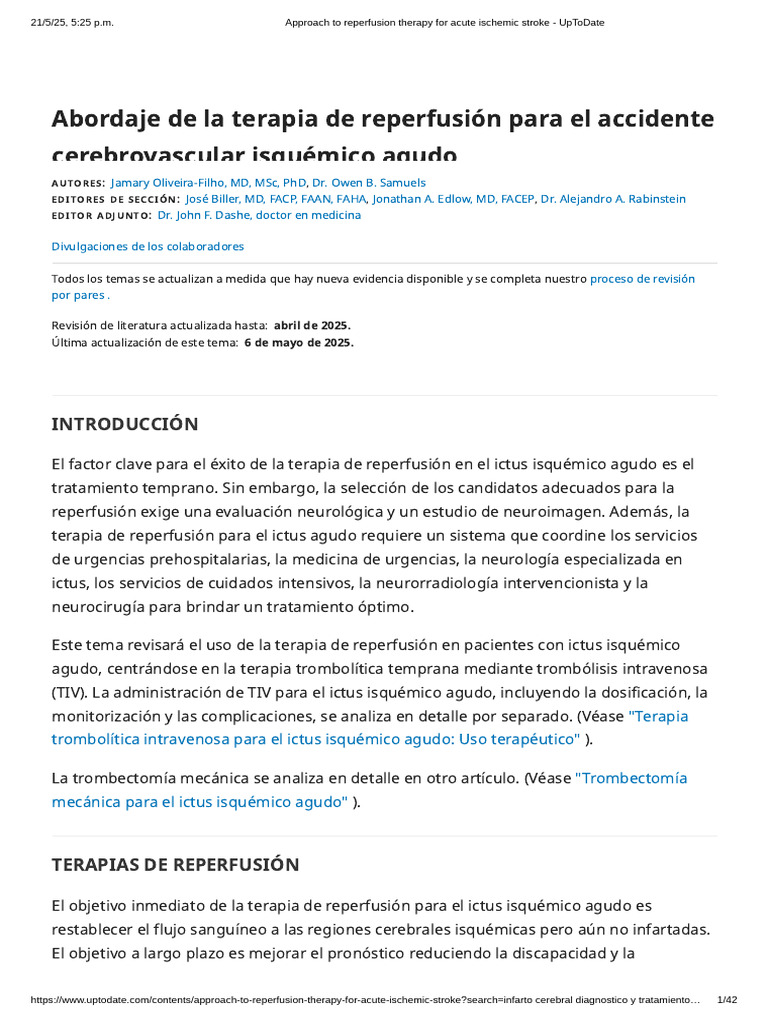 3approach To Reperfusion Therapy For Acute Ischemic Stroke - UpToDate ...