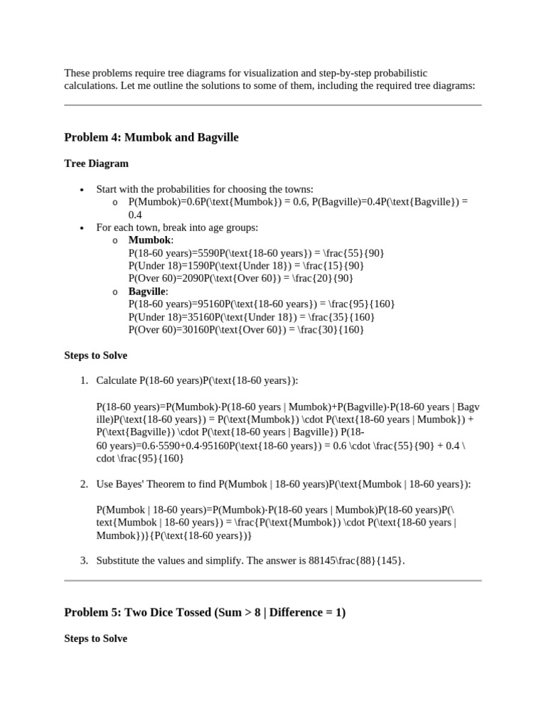 These Problems Require Tree Diagrams For Visualization and Step | PDF ...