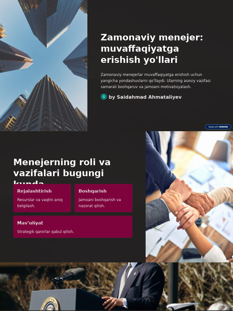 Zamonaviy Menejer Muvaffaqiyatga Erishish Yollari | PDF