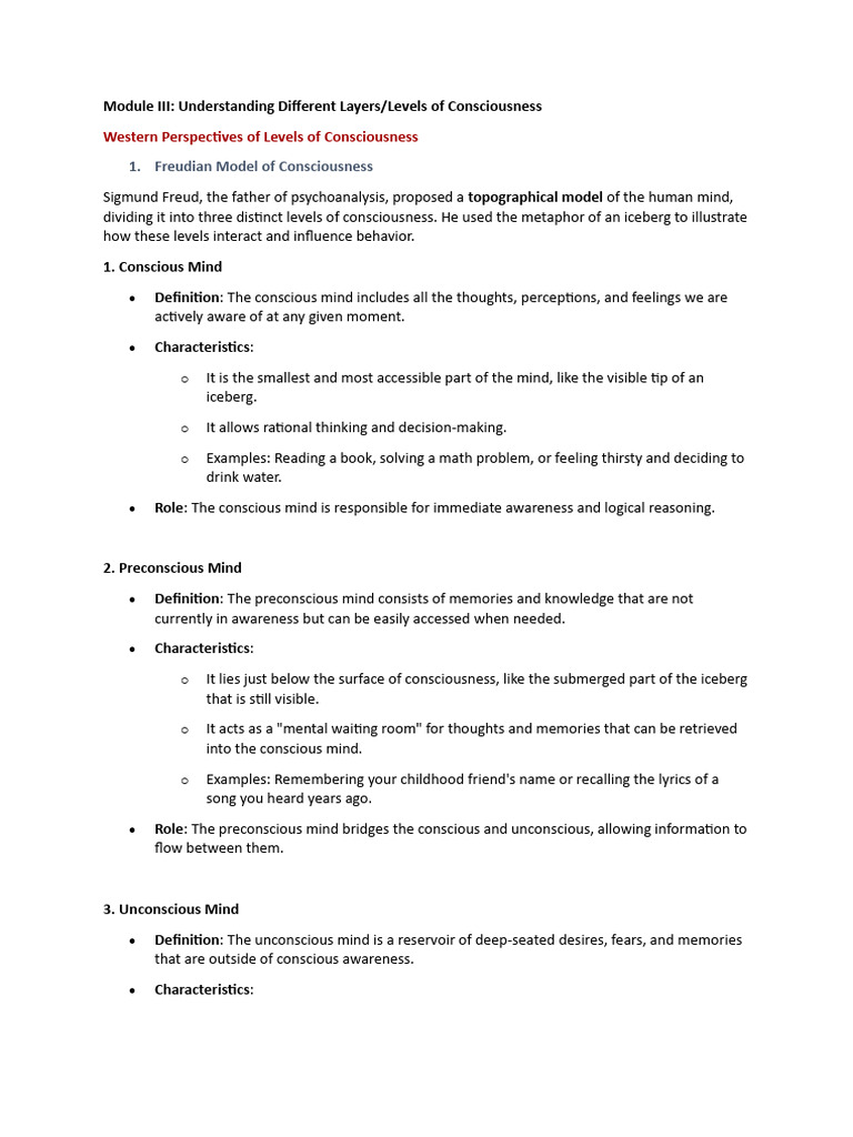 Consciousness Module 3 and 4 | PDF | Yoga | Unconscious Mind
