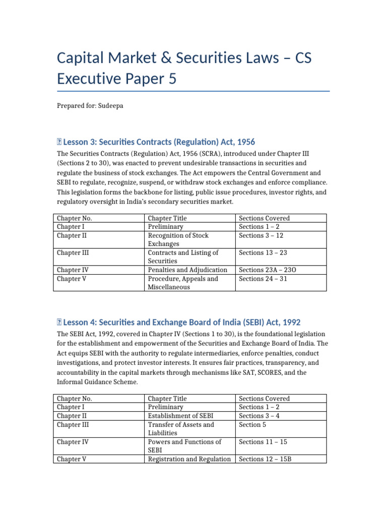 Capital Market & Securities Laws Overview | PDF | Securities (Finance ...