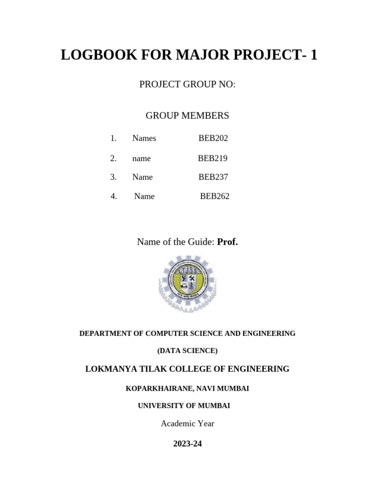 Major Project Logbook for Data Science | PDF | Engineering | Knowledge