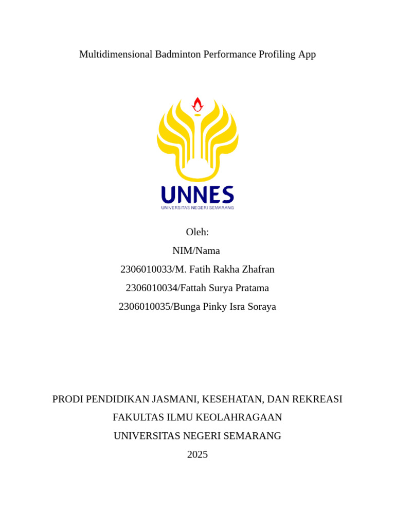 Aplikasi Profiling Performa Badminton | PDF