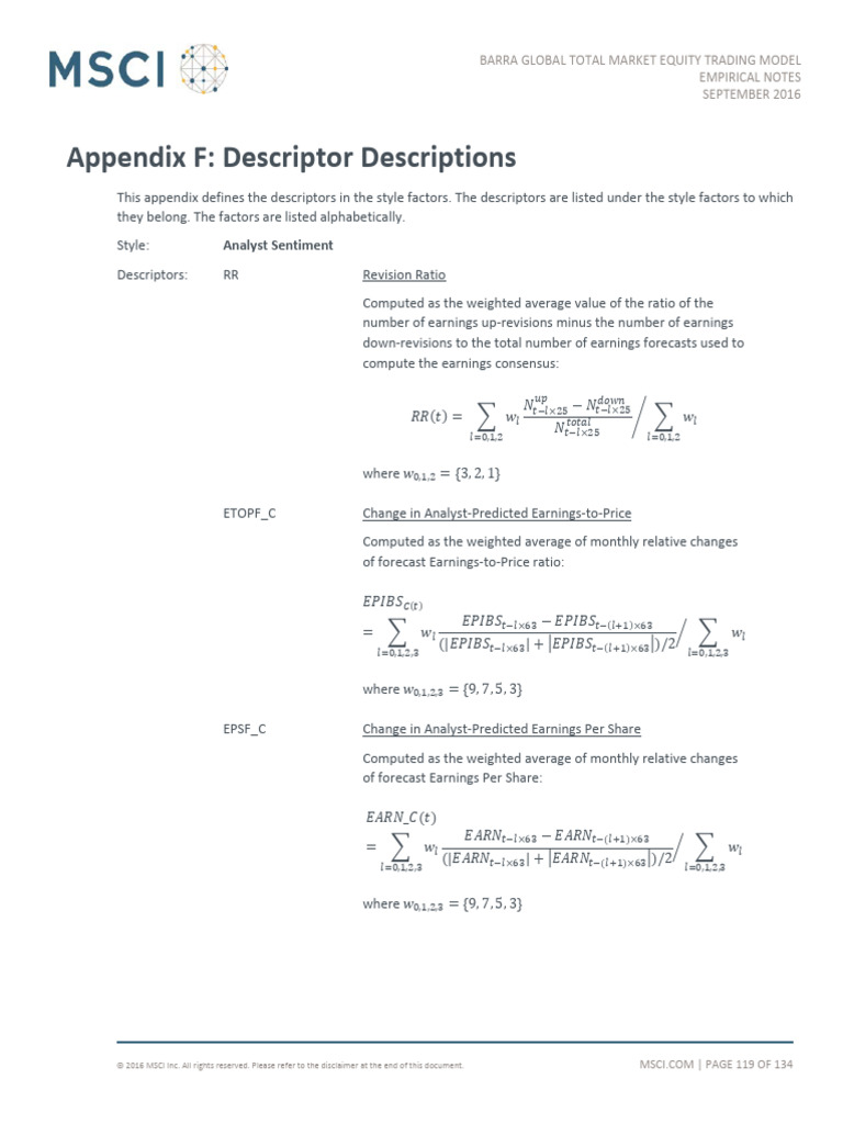Barra Global Equity Model Factors | PDF | Equity (Finance) | Beta (Finance)