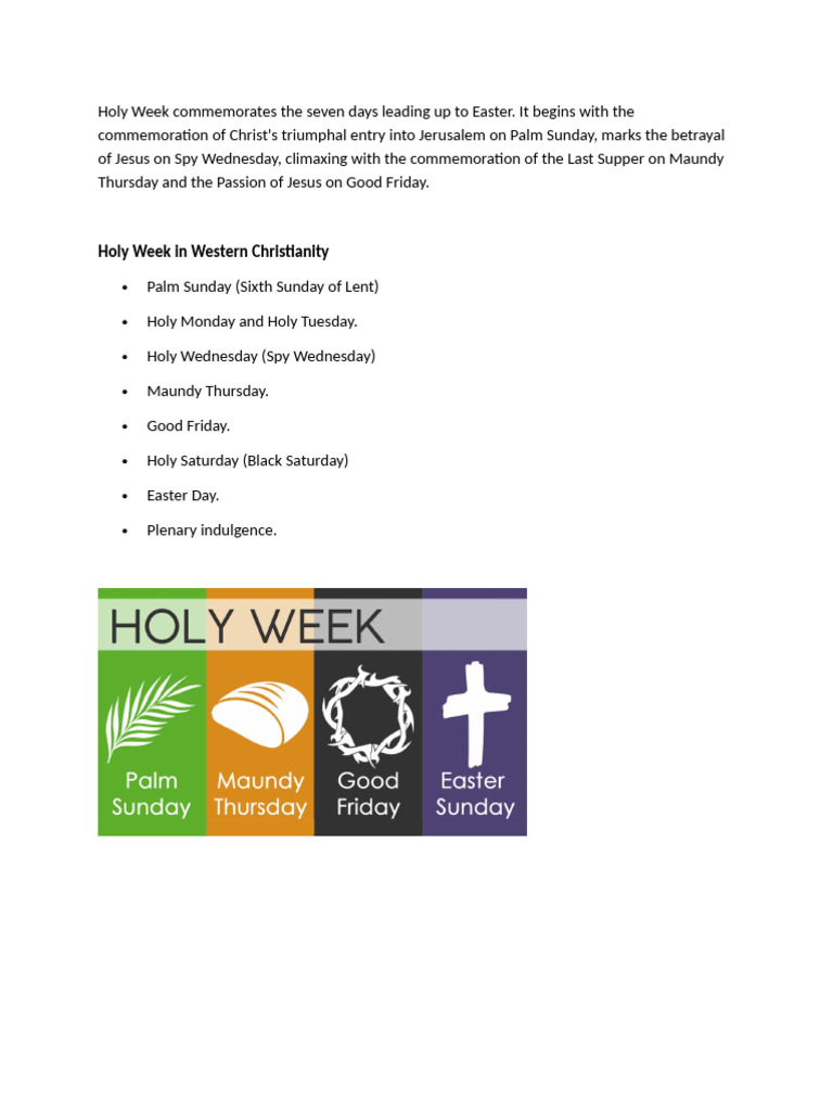 Seven Days of Holy Week Explained | PDF