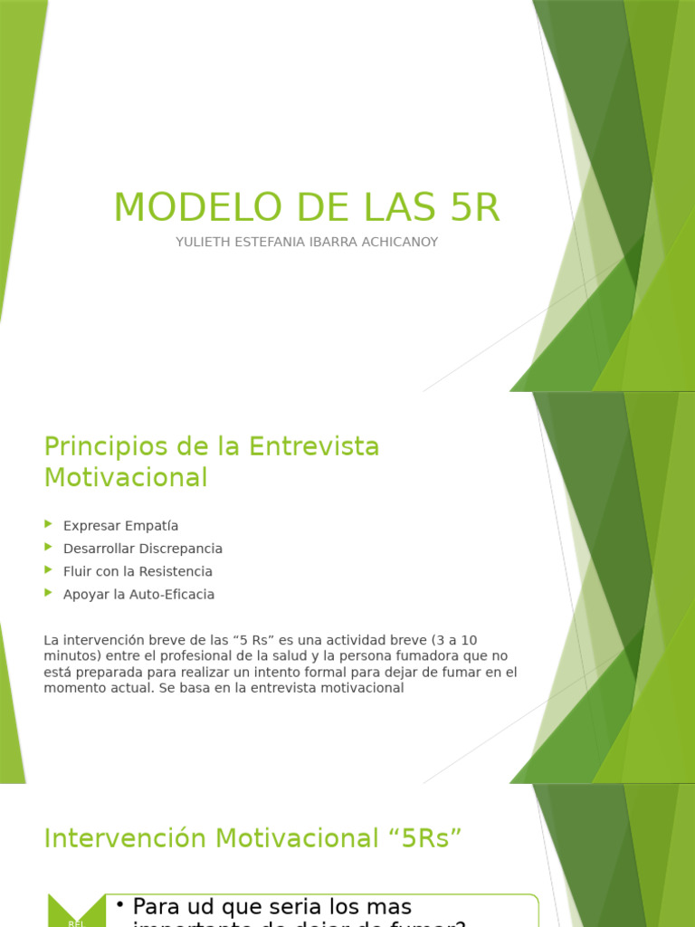 Intervención Breve: Modelo 5R IMSS | PDF | Dejar de fumar | De fumar