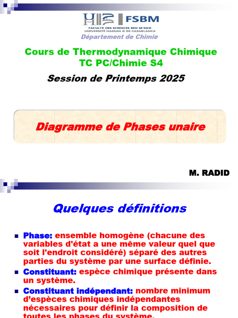 Diagramme de phases unaire en chimie | PDF | Gaz | Chimie physique