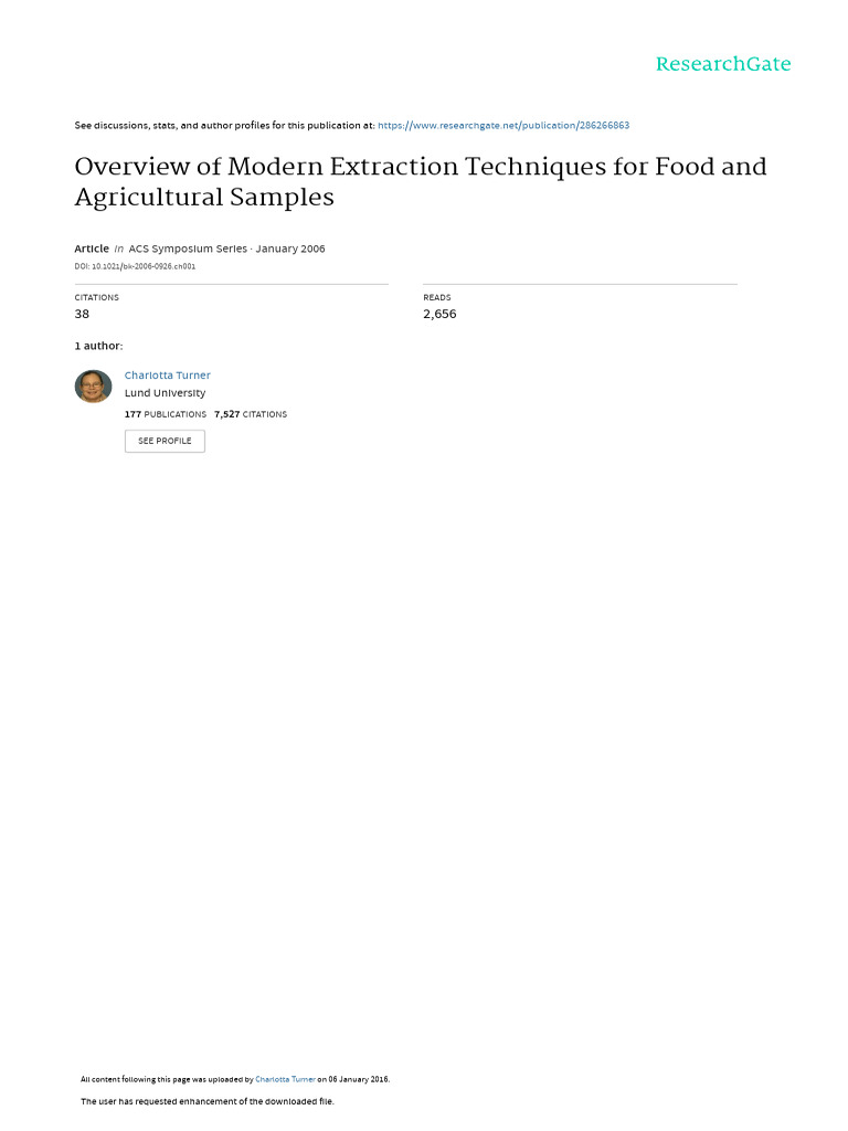 Overview of Modern Extraction Techniques For Food | PDF | Solvent ...