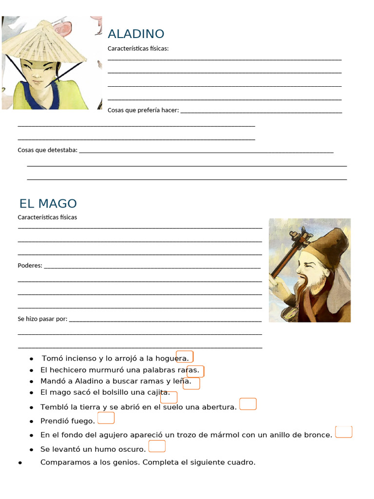 Características de Aladino y el Mago | PDF | Verbo | Lingüística