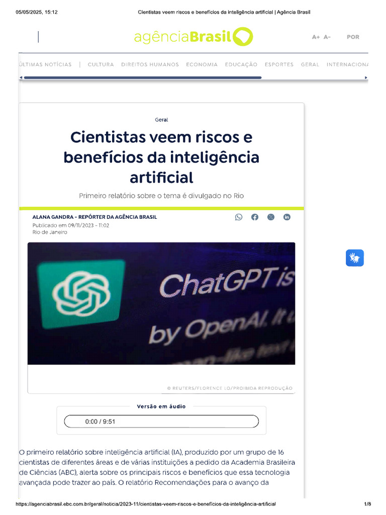Riscos e Beneficios Da Ia | PDF
