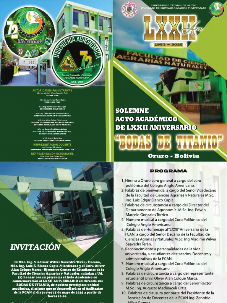 Acto Académico LXXII Aniversario FCAN | PDF | Agricultura | Ciencia de ...