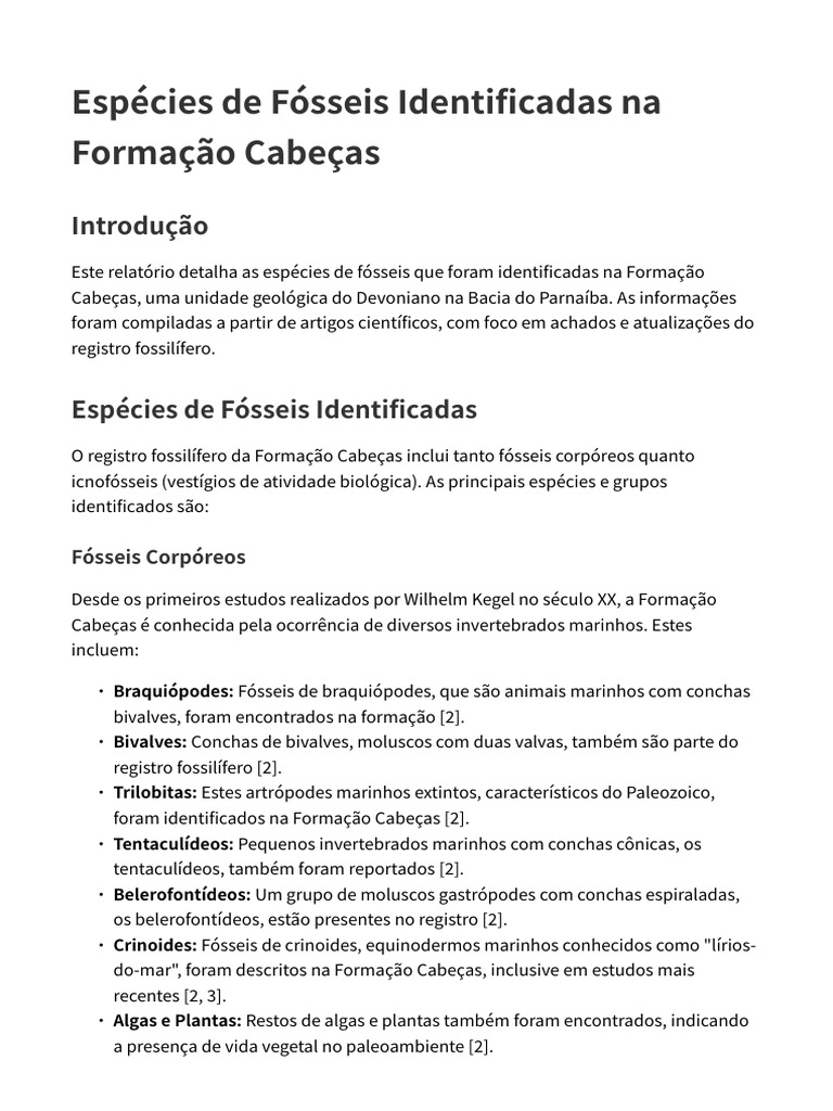 Fósseis da Formação Cabeças no Devoniano | PDF | Fóssil | Bivalvia