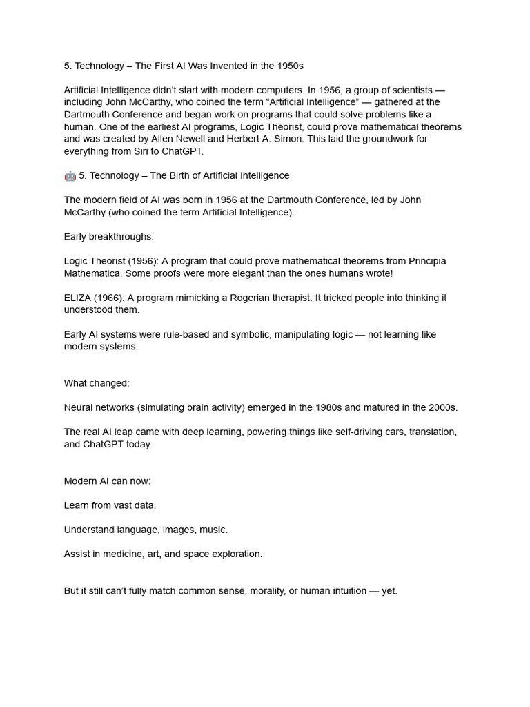 Technology - The First AI | PDF