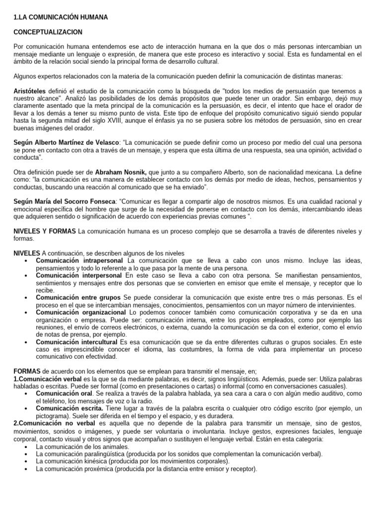Tipos y Niveles de Comunicación Humana | PDF | Comunicación ...