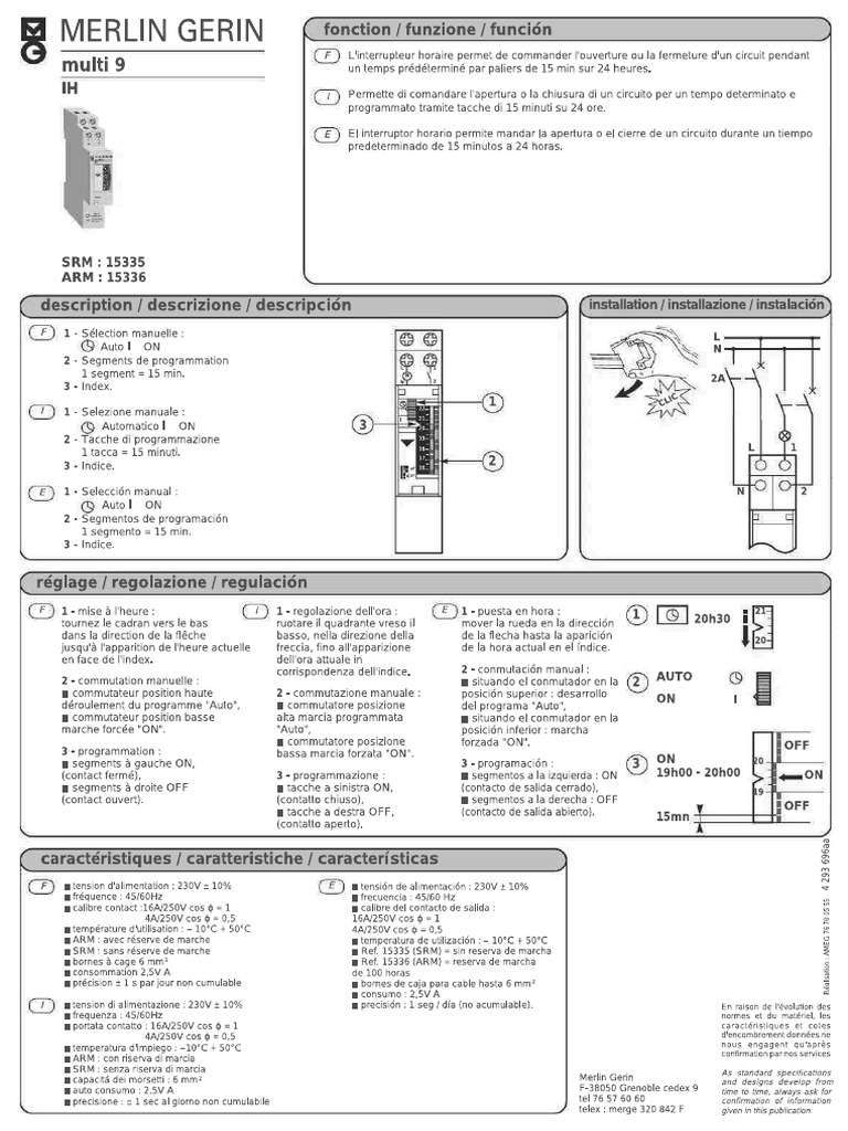 Manual Interruptor Horari MERLIN GUERIN Multi 9 | PDF