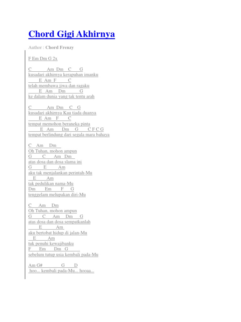 Chord Gigi Akhirnya