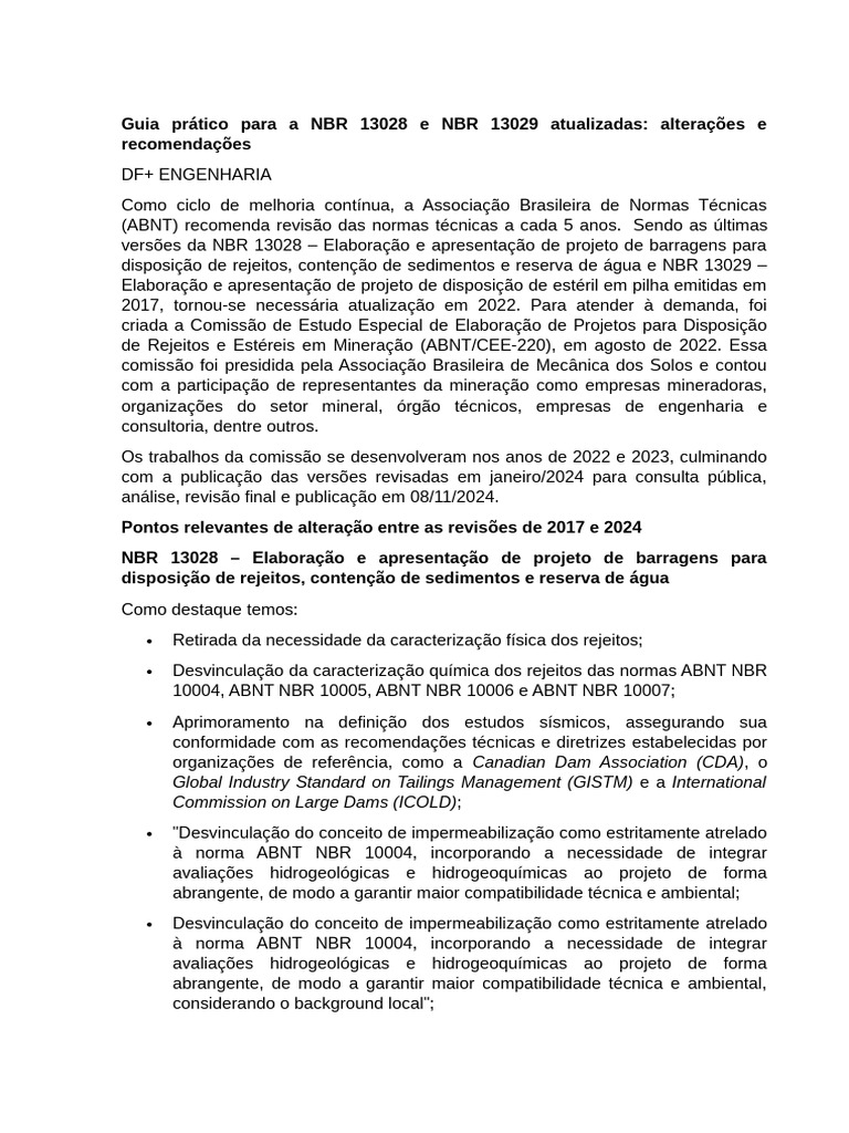 Atualizações NBR 13028 e 13029: 2024 | PDF | Engenharia
