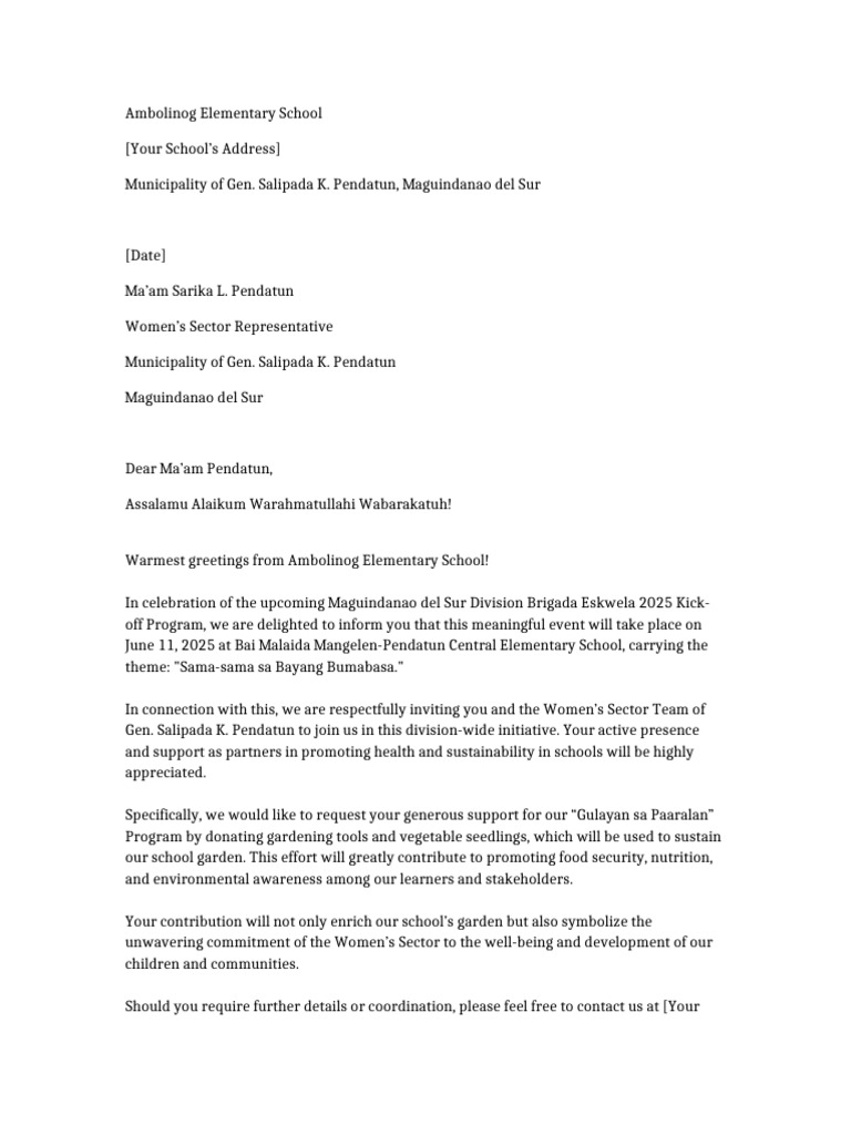 Invitation to Brigada Eskwela 2025 | PDF