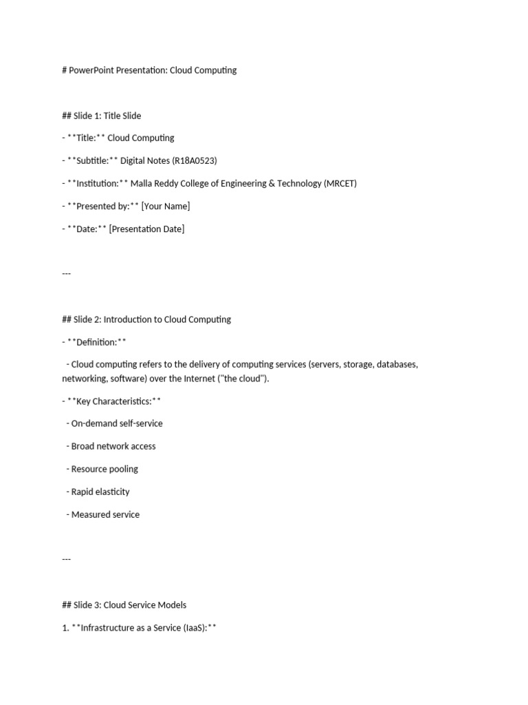 Cloud Computing Presentation Overview | PDF | Cloud Computing ...