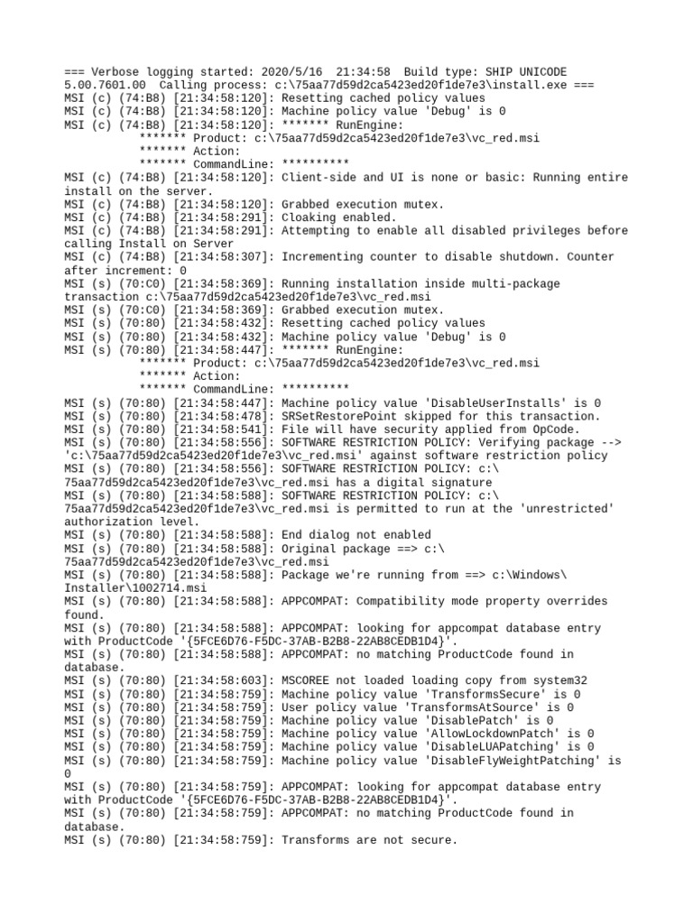 Visual C++ 2008 Redistributable Log | PDF | Microsoft Windows | Windows ...