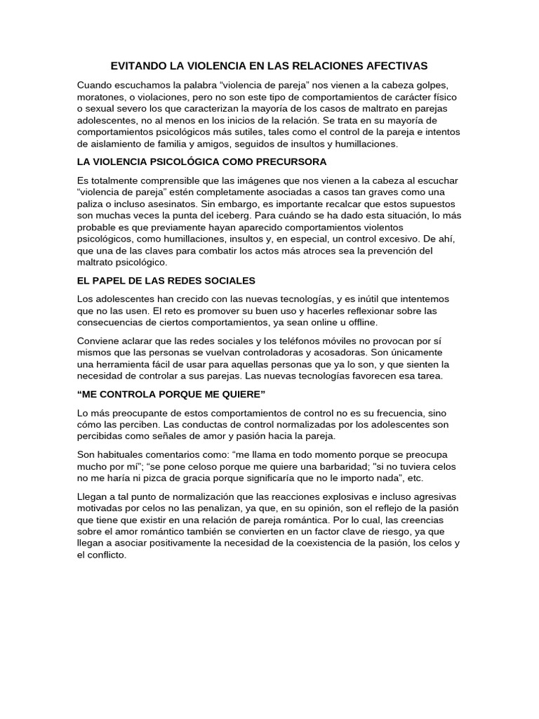 Prevención de la Violencia en Noviazgos | PDF | Violencia | Comportamiento