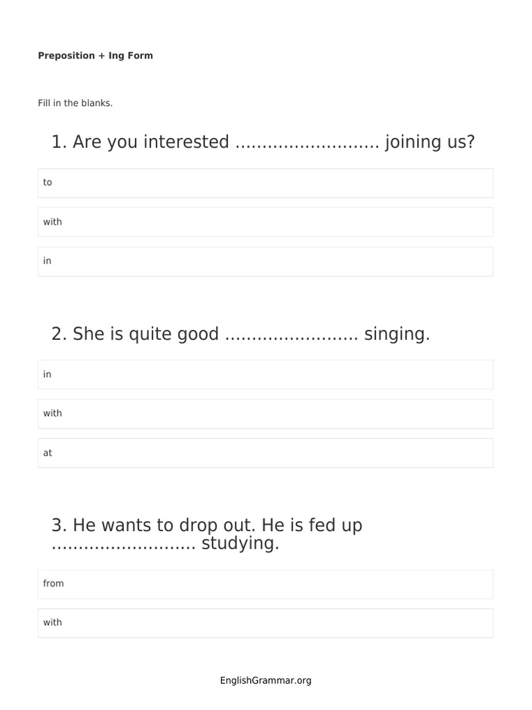 Preposition + Ing Form | PDF
