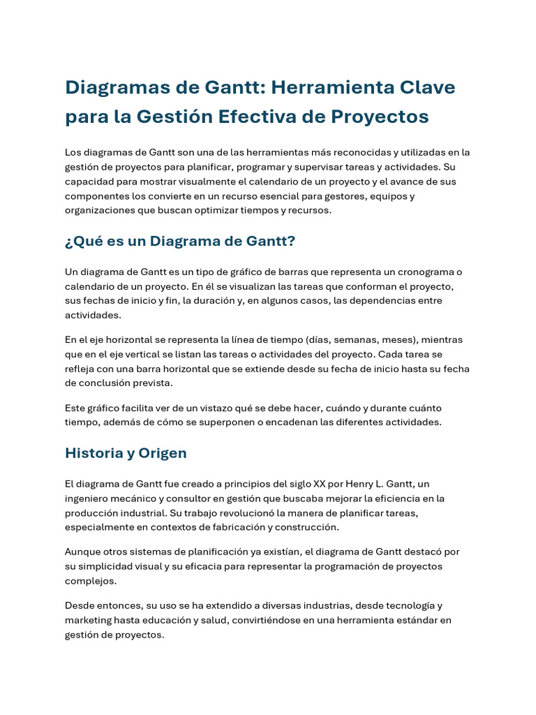 Diagramas de Gantt en Gestión de Proyectos | PDF | Software | Gestión ...