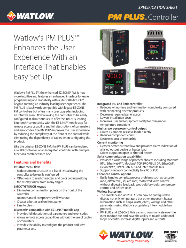 Watlow PM PLUS™ Controller Overview | PDF | Mobile App | Electronics