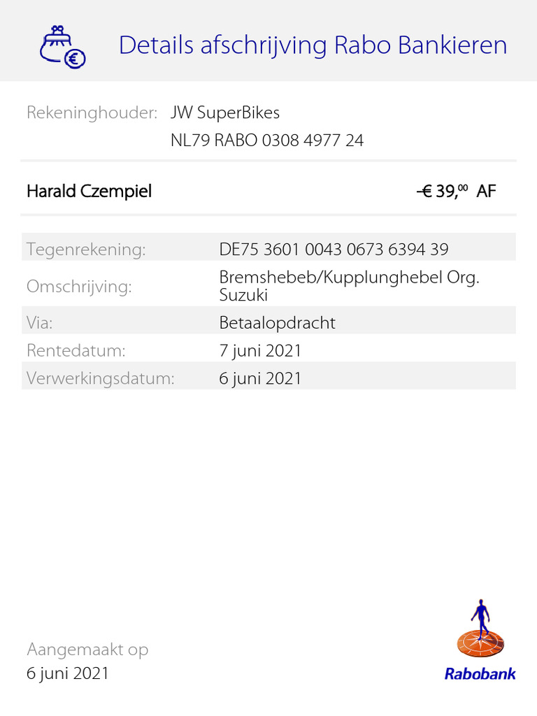 Details Afschrijving Rabo Bankieren: Rekeninghouder | PDF