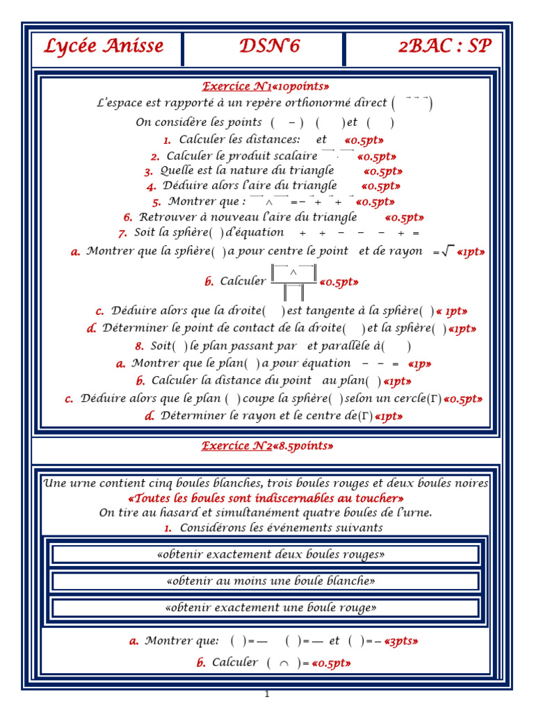 Exercice de mathématiques : distances et probabilités | PDF | Sphère ...