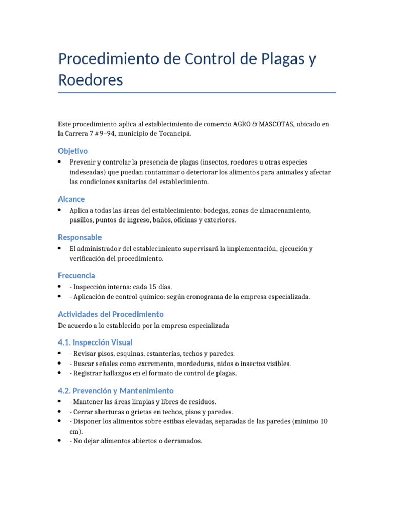 Control de Plagas en AGRO & MASCOTAS | PDF | Plaga (organismo ...