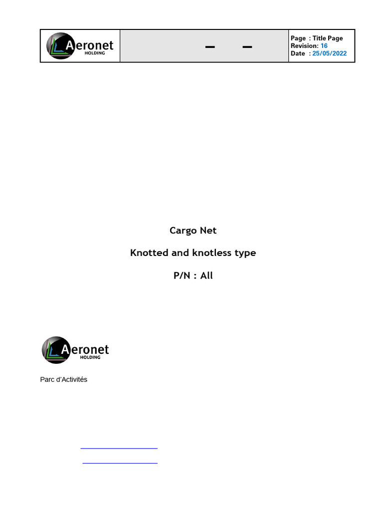 Aeronet Knotted and Knotless Type Net Rev 16 | PDF | Screw | Rivet